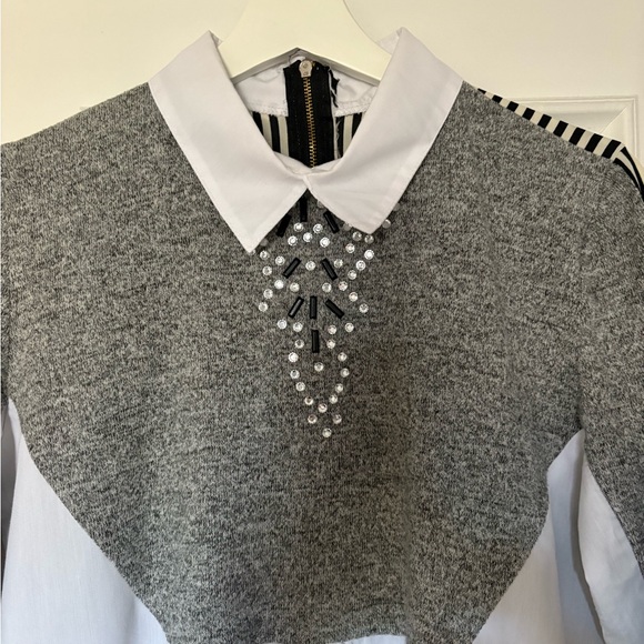 Collared Layered Sweater blouse Top - Picture 6 of 10